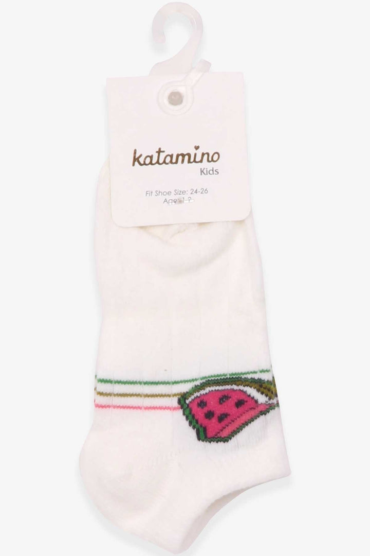 BRE Katamino Girl Child Slipper Socks with Watermelon Pattern 1-2-90 Years, Ecru - Montclair