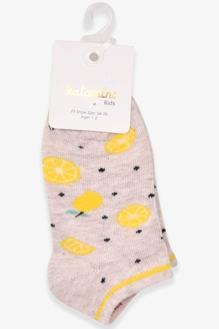 BRE Katamino Girl Child Slipper Socks Lemon Patterned 1-2-7-8 Years, Beige - Bagheria