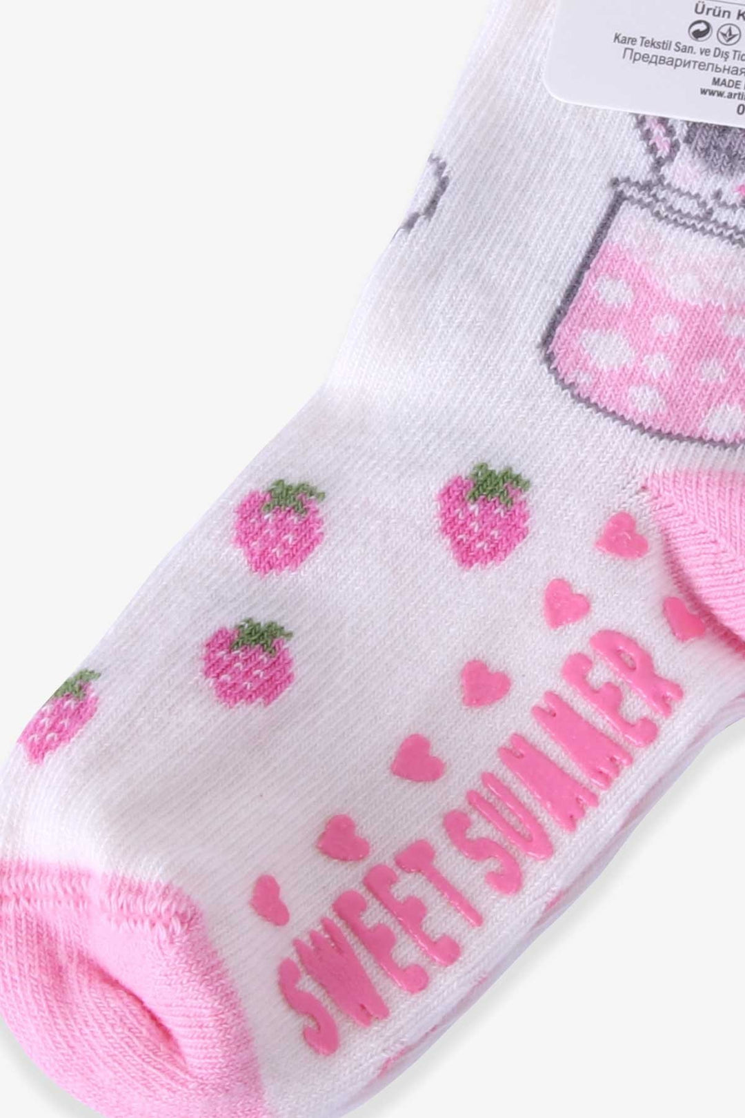 BRE Katamino Girl Child Socks with ABS Cat 1-2-5-6 Years, Pink - Beja