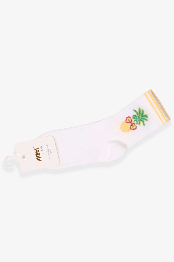 BRE Katamino Girl Child Socks Pineapple Patterned 5-634 Years, White - Tulsa