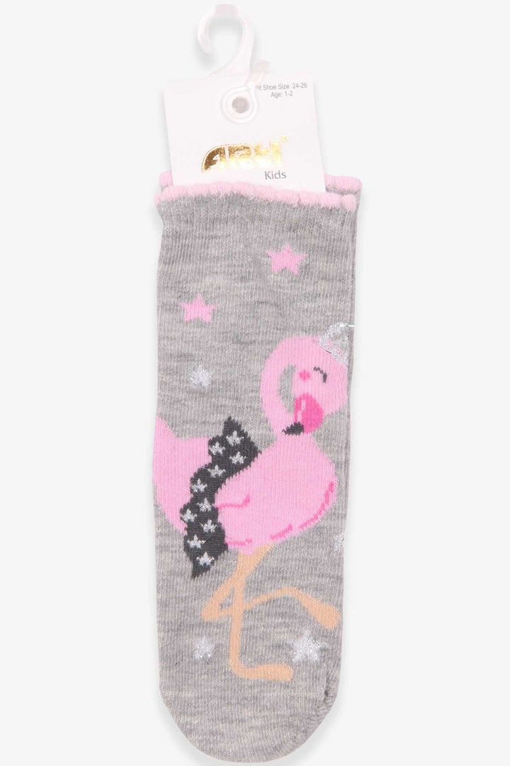 BRE Katamino Girl Child Socks Ballerina Flamingo Patterned 1-2-90 Years, Gray - Camargo