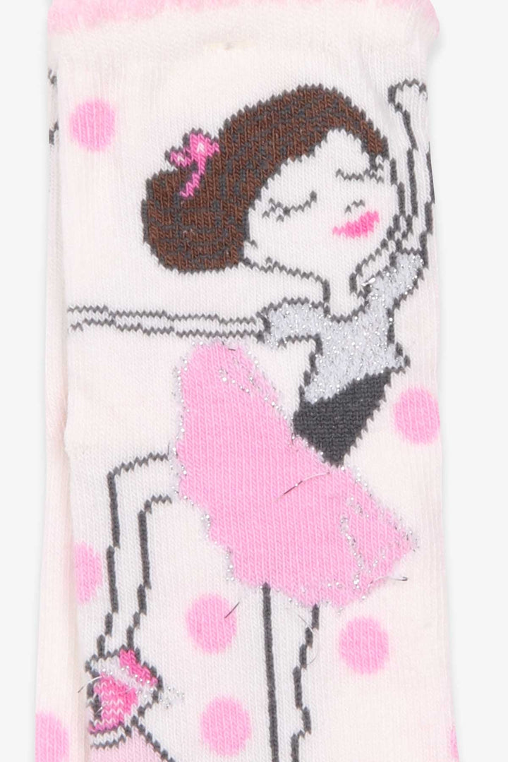 BRE Katamino Girl Child Socks with Ballerina Pattern 1-2-90 Years, Ecru - Durango