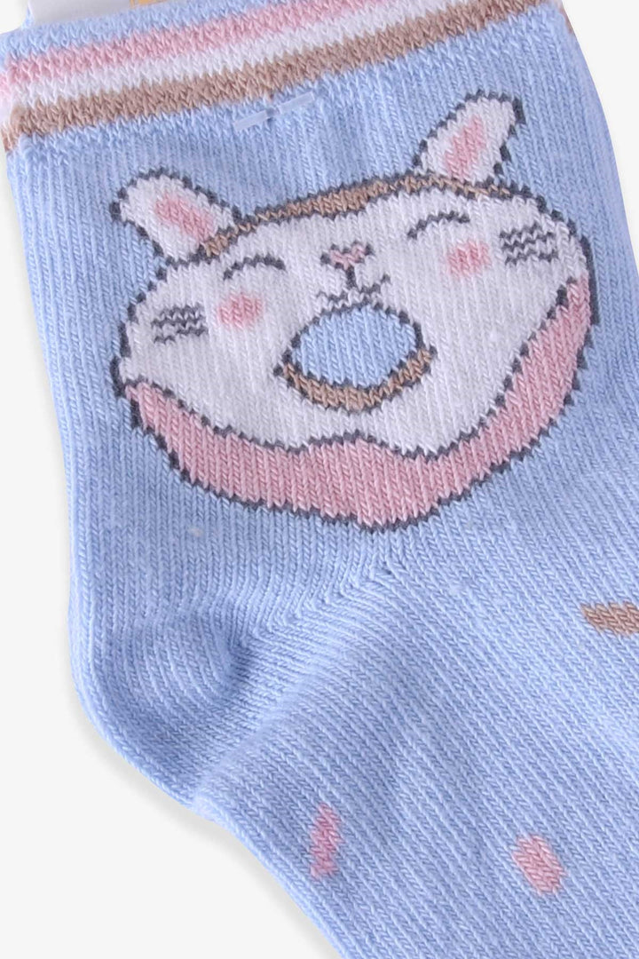 BRE Katamino Girl Child Socks with Donut Pattern 1-2-90 Years, Light Blue - Rohnert Park