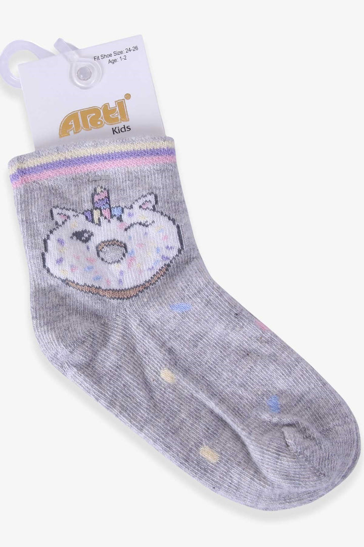 BRE Katamino Girl Child Socks with Donut Pattern 1-2-90 Years, Gray - Pachuca