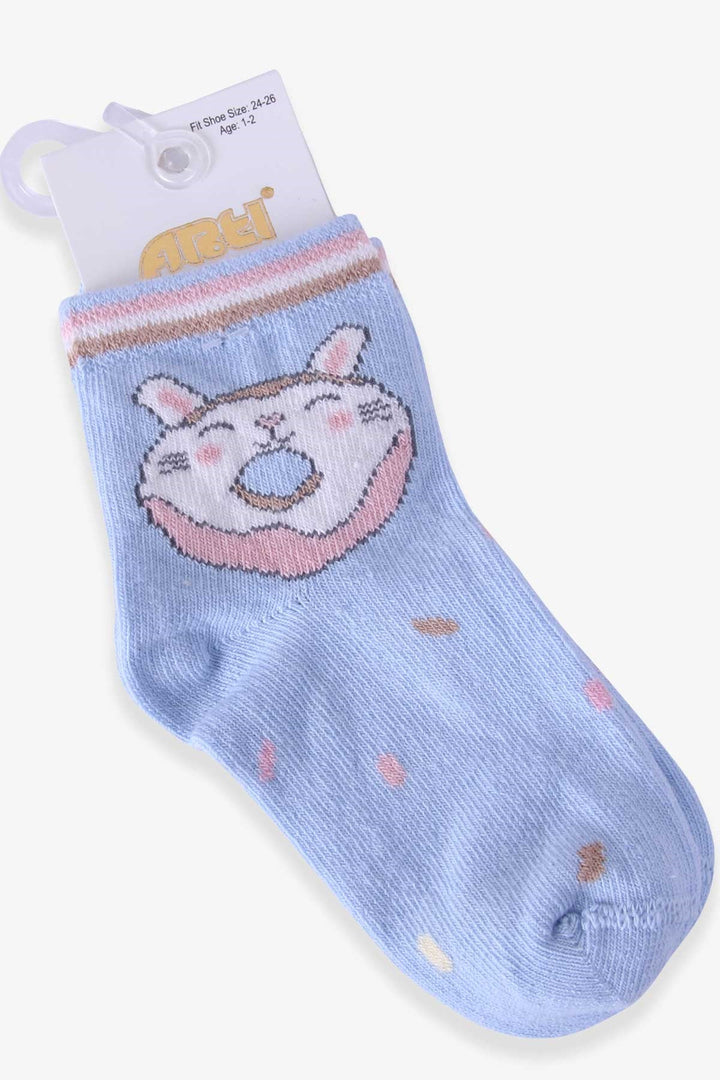 BRE Katamino Girl Child Socks with Donut Pattern 1-2-90 Years, Light Blue - Rohnert Park