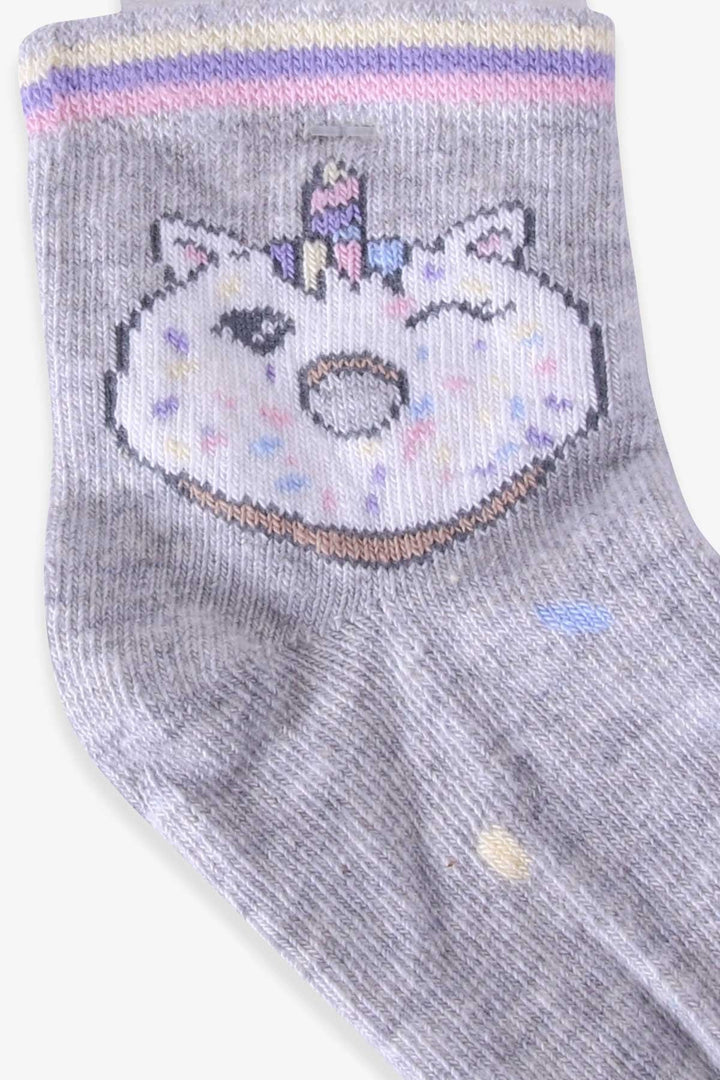 BRE Katamino Girl Child Socks with Donut Pattern 1-2-90 Years, Gray - Pachuca