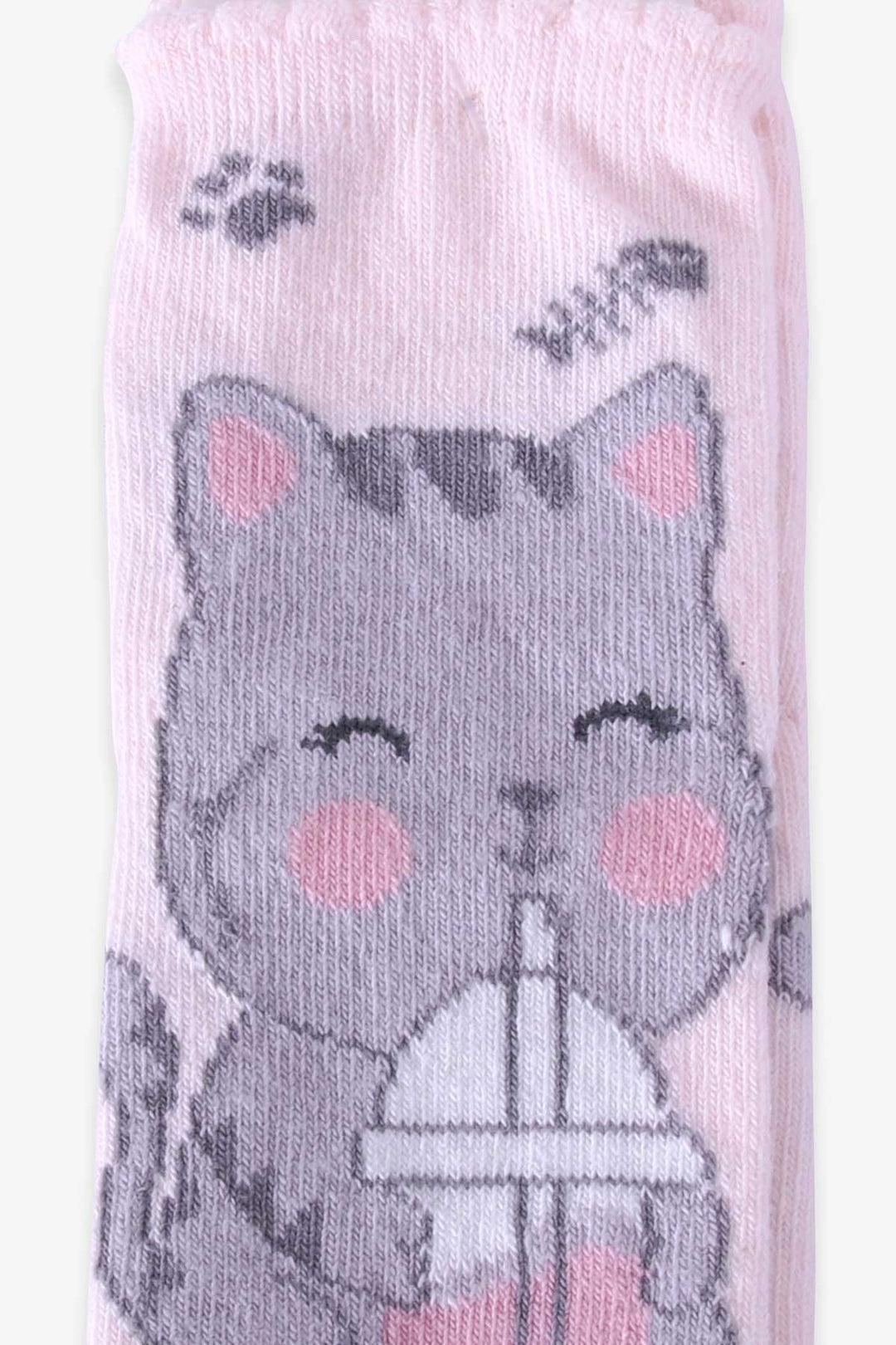 BRE Katamino Girl Child Socks with Cat Pattern, 1-2-7-8 Years, Powder - Burlington