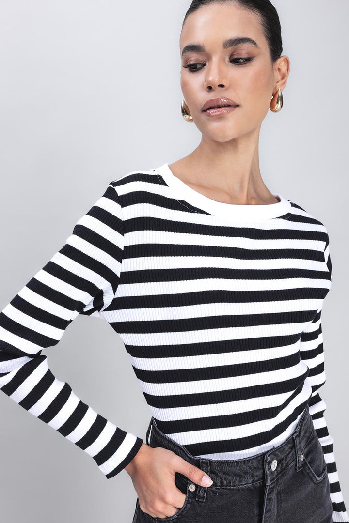 BSL Women Boat Neck Striped T-shirt - Melchor Ocampo