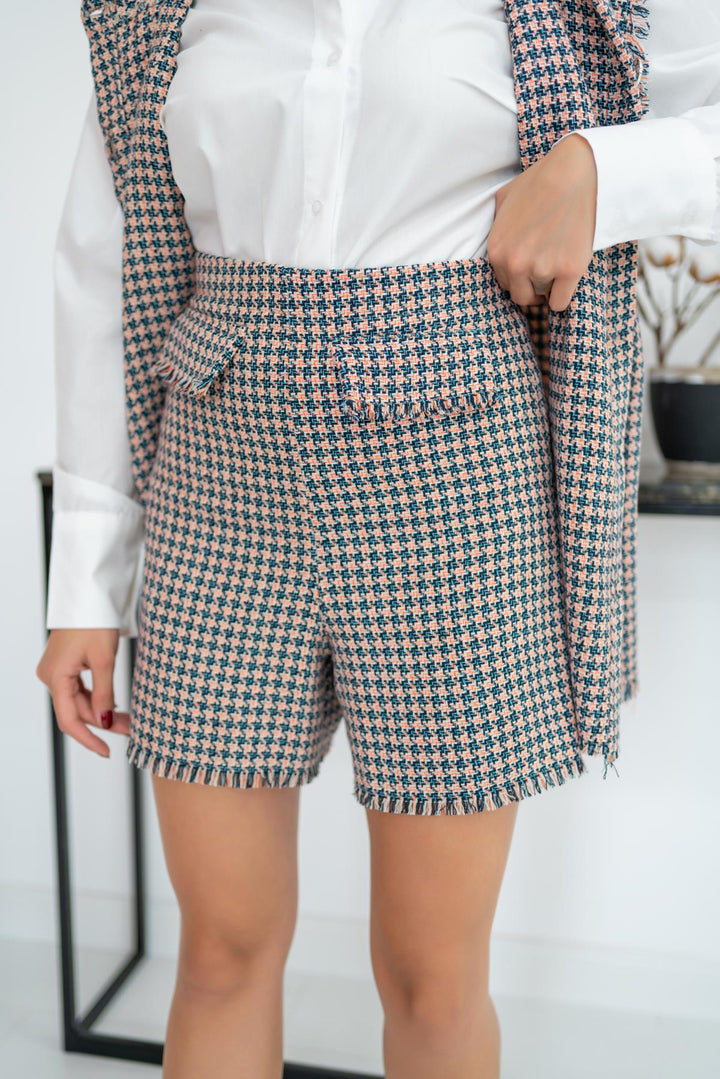 ELS Herringbone Patterned Vest and Shorts Set - Blue - Kropyvnytskyi