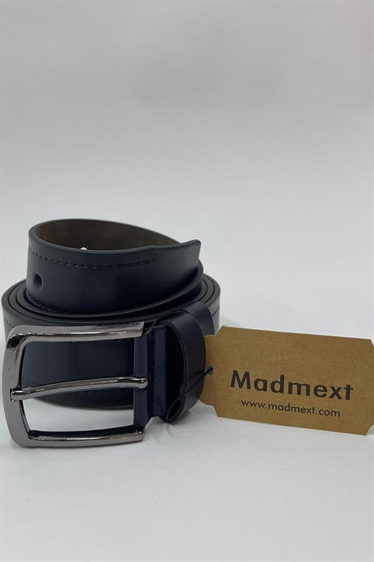 MDX Navy Artificial Leather Single Stitch Plain's Men's Belt 7222 - Sodadad de Graciano Sánchez