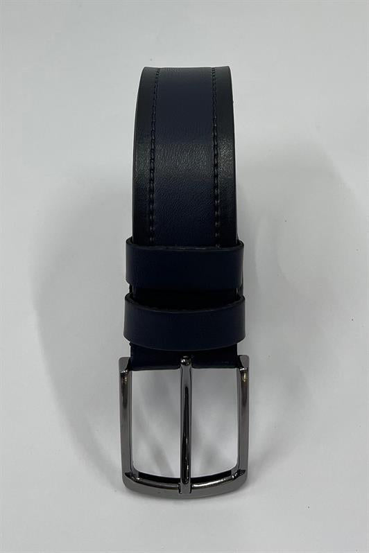 MDX Navy Artificial Leather Single Stitch Plain's Men's Belt 7222 - Sodadad de Graciano Sánchez