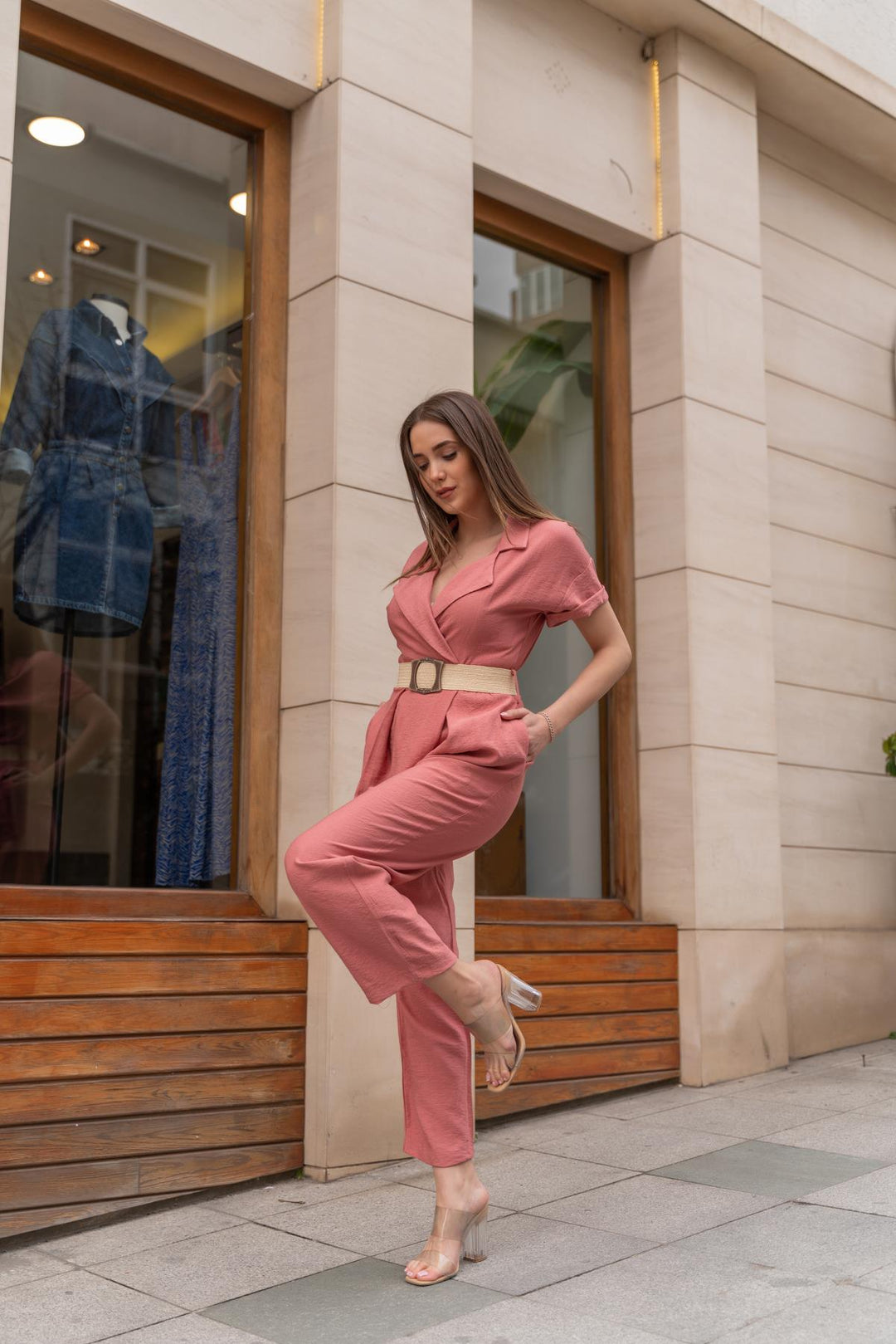 ELS Belted Jumpsuit - Powder - Champaign