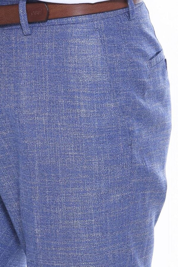 WSS Blue Self Patterned Fabric Trouser  - Singen