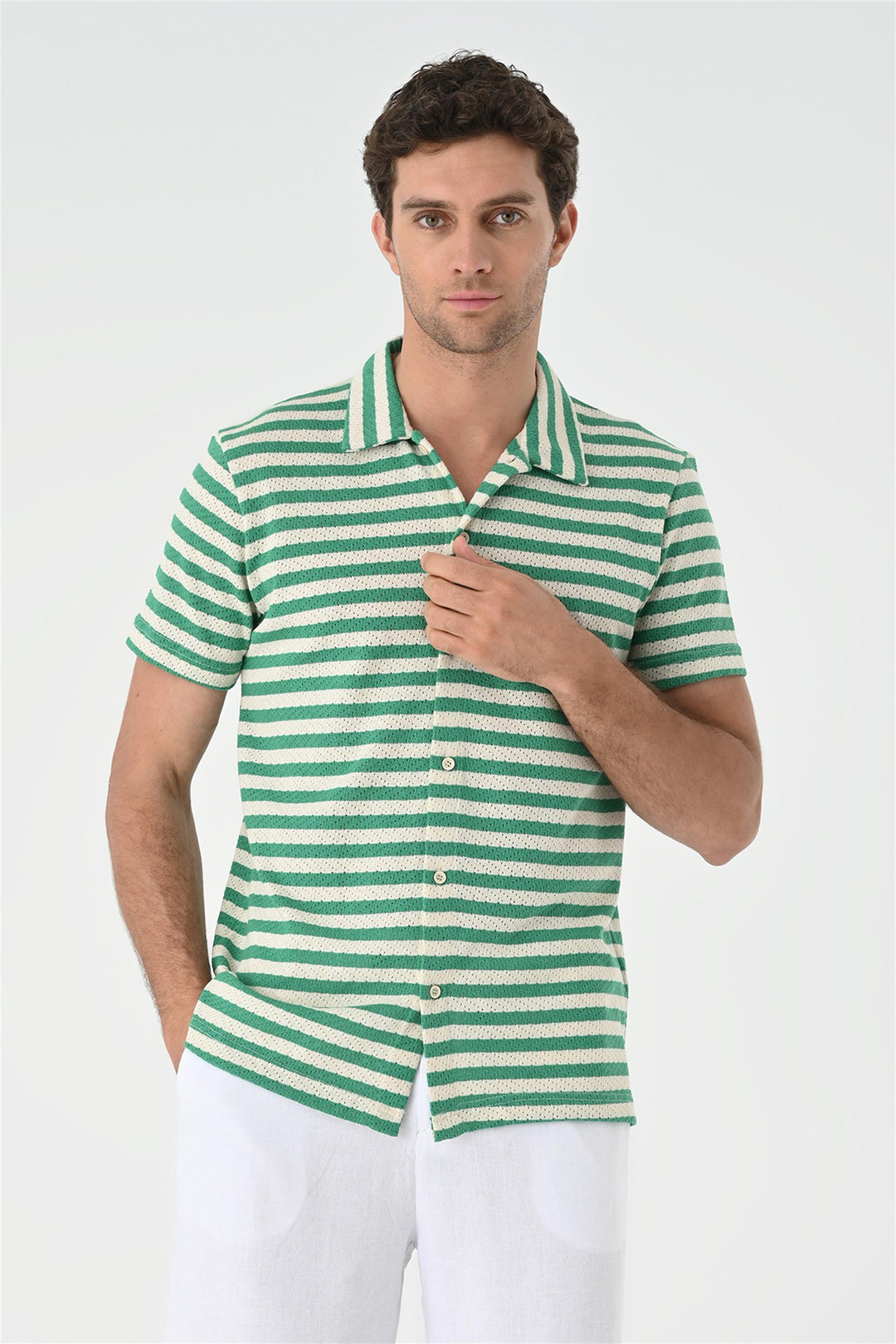 ANT Short Sleeve Striped Men's Knitwear Shirt - Merrillville