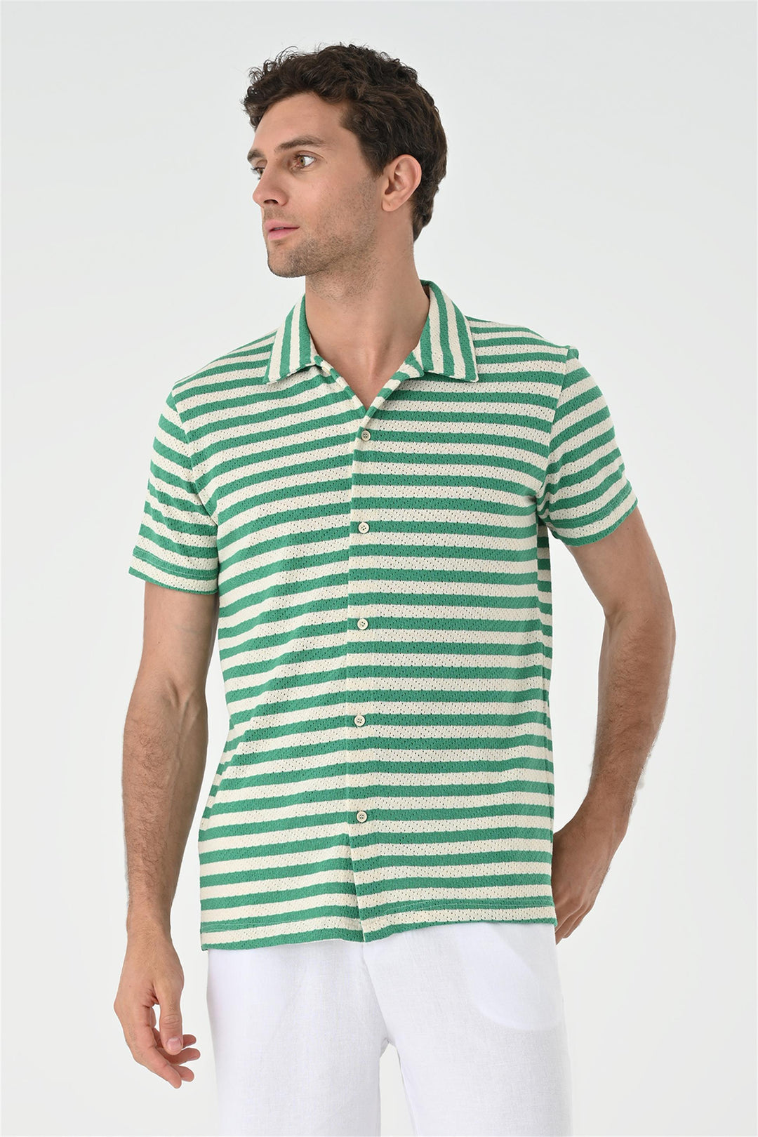 ANT Short Sleeve Striped Men's Knitwear Shirt - Merrillville