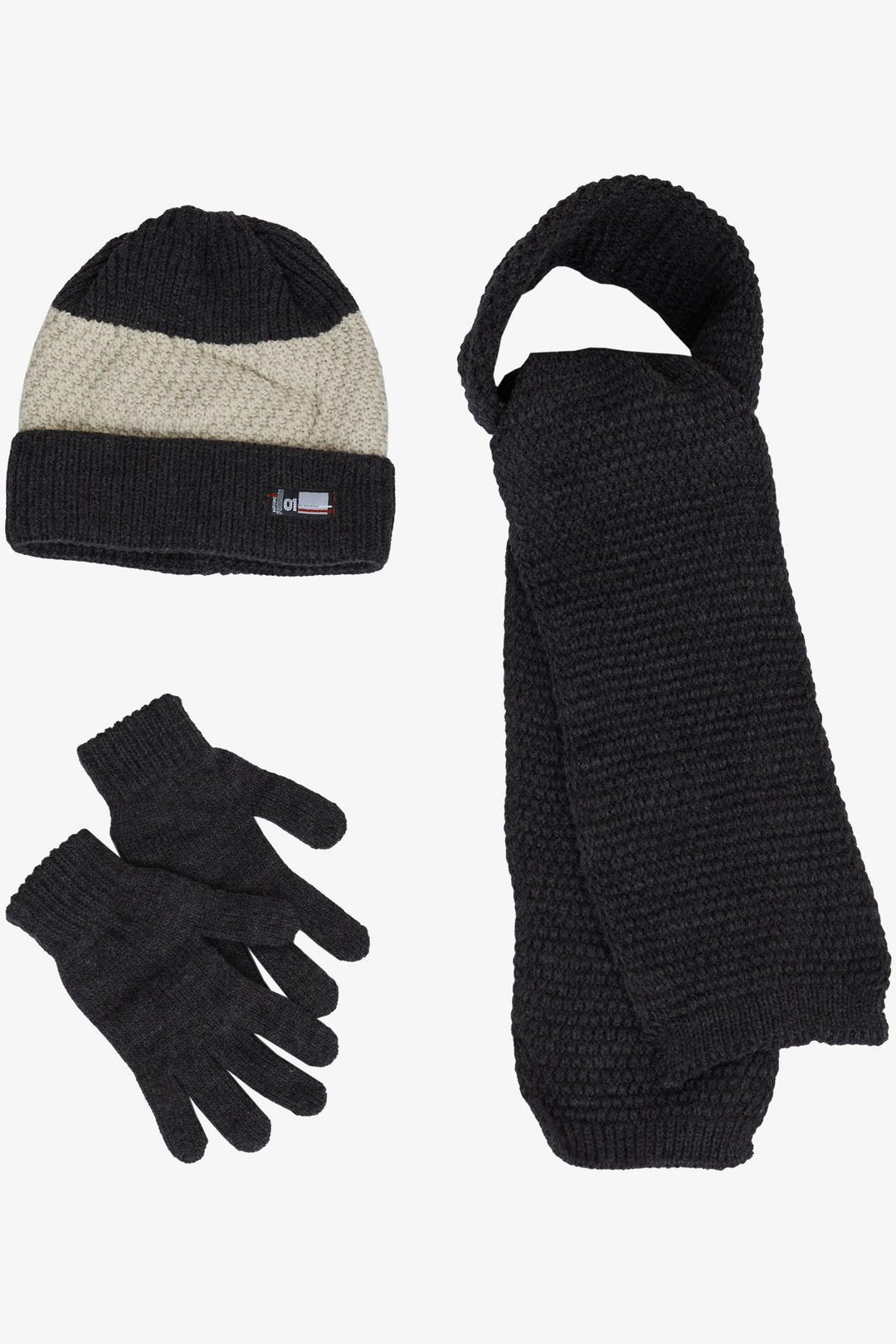 BRE Kitti Boy's Scarf Beanie Set 3 Piece Armored 4-, Anthracite - Biloxi