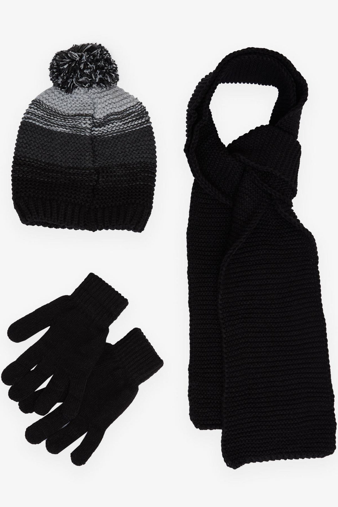 BRE Boys' Scarf Hat Set 3 Piece Armored Pom Pom 95 Years, Black - Böblingen