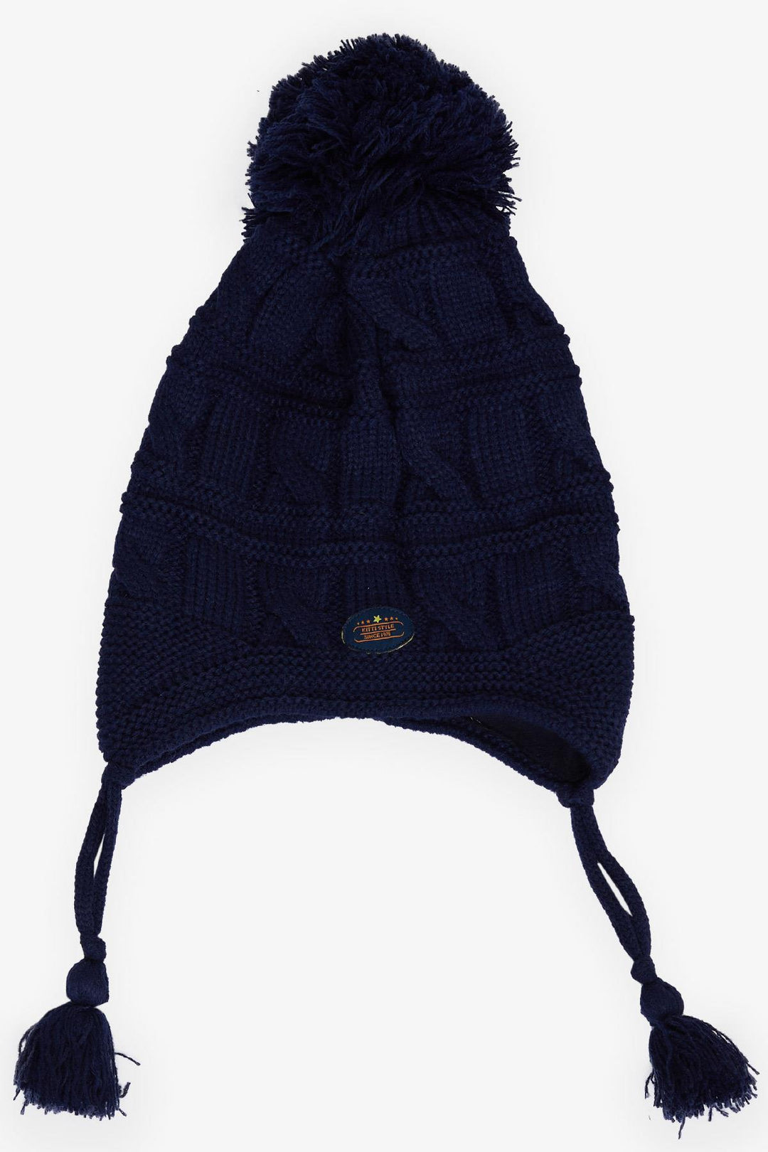 BRE Boys' Scarf Hat Set 3 Piece Pom Pom Embroidered 4-8 Years, Navy Blue - North Bethesda