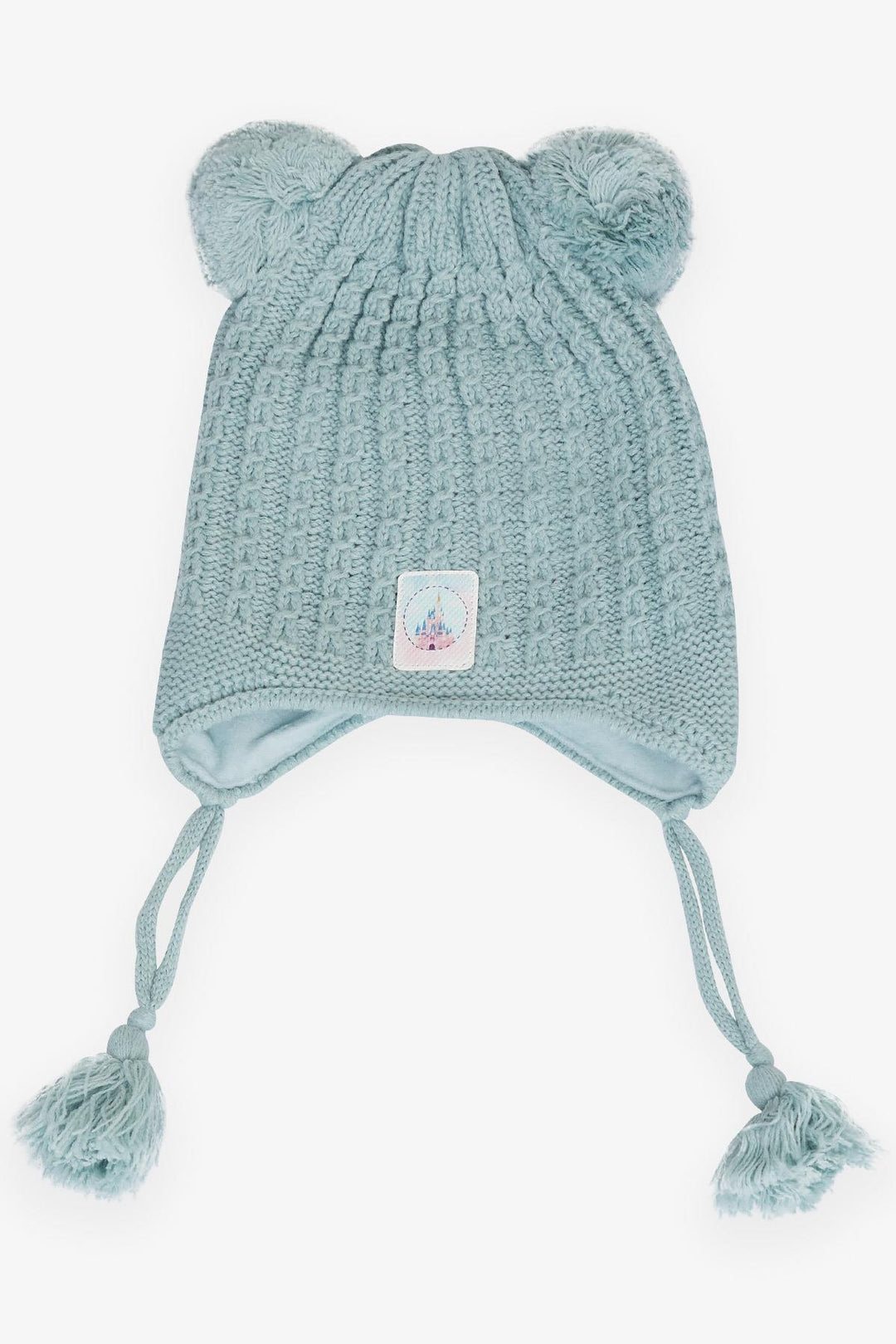 BRE Girls' Scarf Hat Set 3 Piece Braided Pom Pom Castle Emblem 4-, Water Green - Decatur