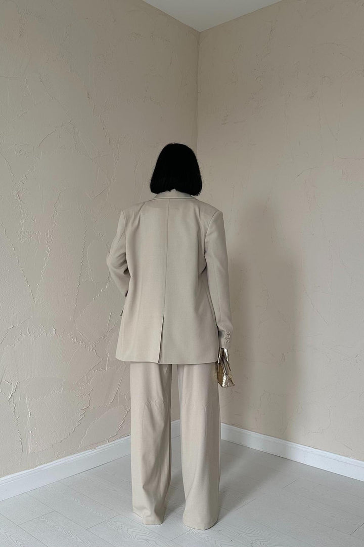 ELS Classy Jacket and Vest and Pants Suit - Beige - Troyes