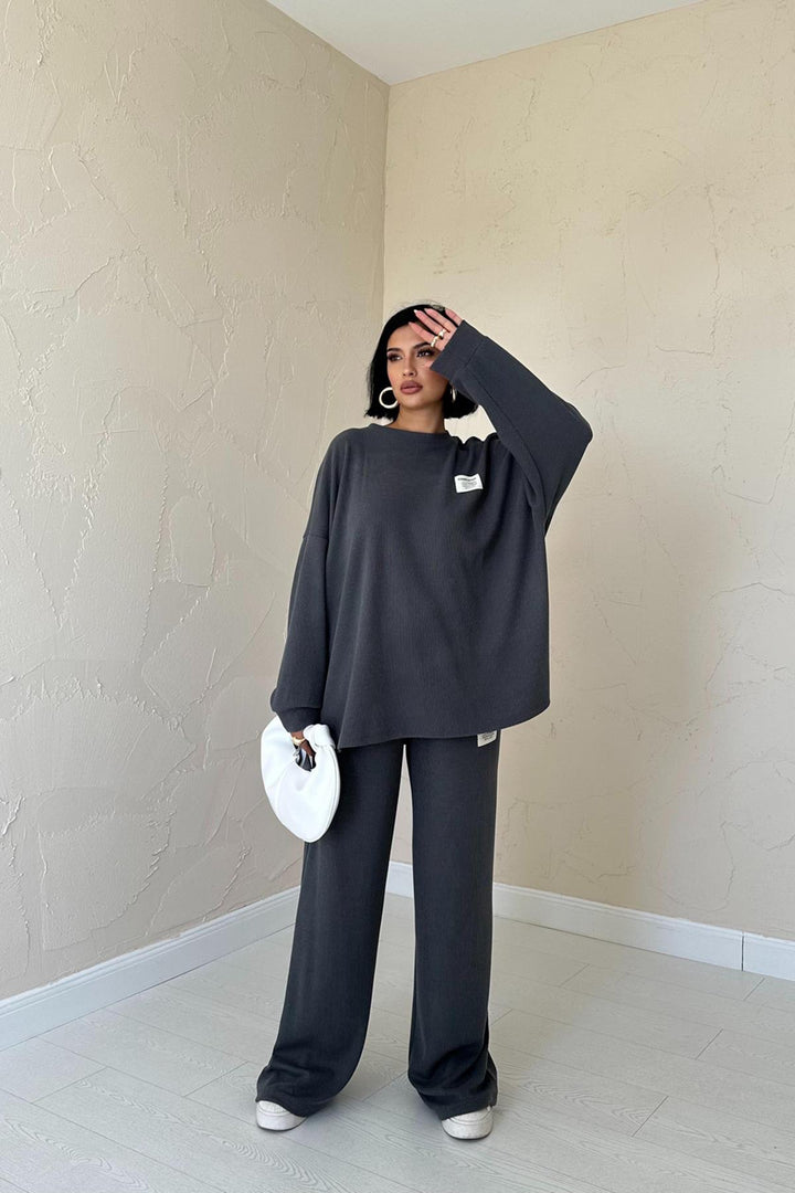 ELS Classic Sweater and Pants Set with Cuffs - Smoke Gray - Casa Grande