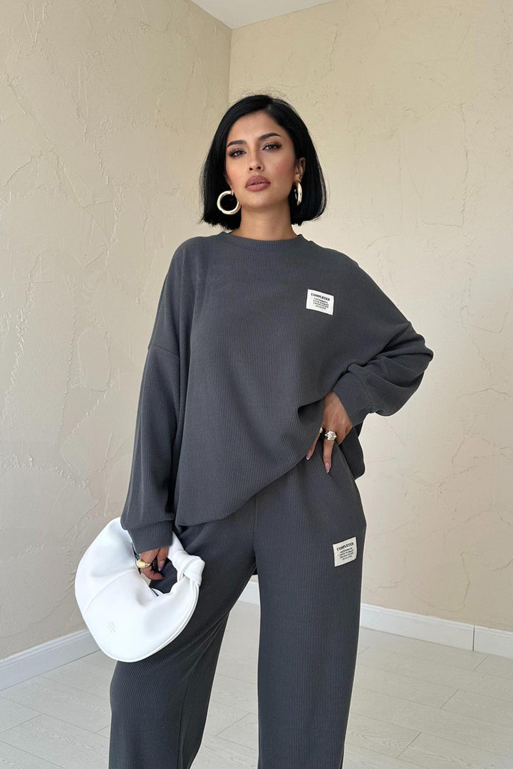 ELS Classic Sweater and Pants Set with Cuffs - Smoke Gray - Casa Grande