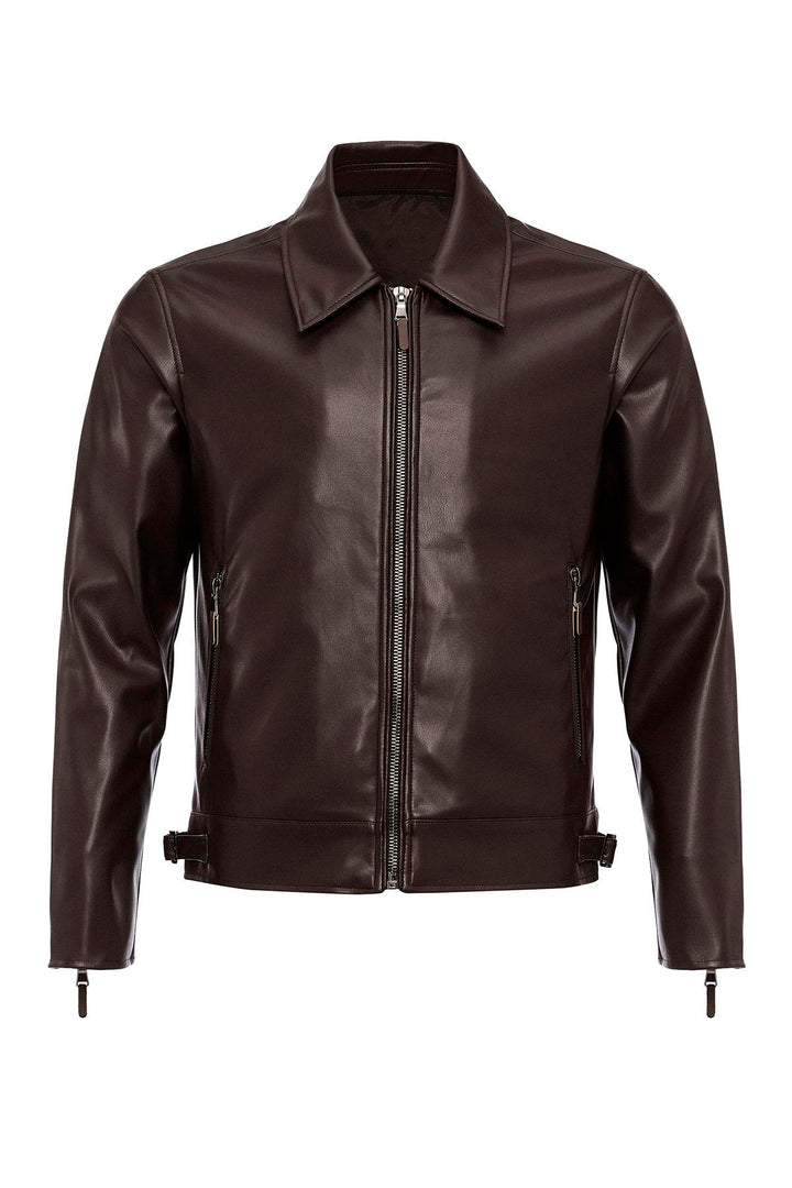 ANT Faux Leather Men's Jacket with Sleeve Zipper - Colonia del Sol