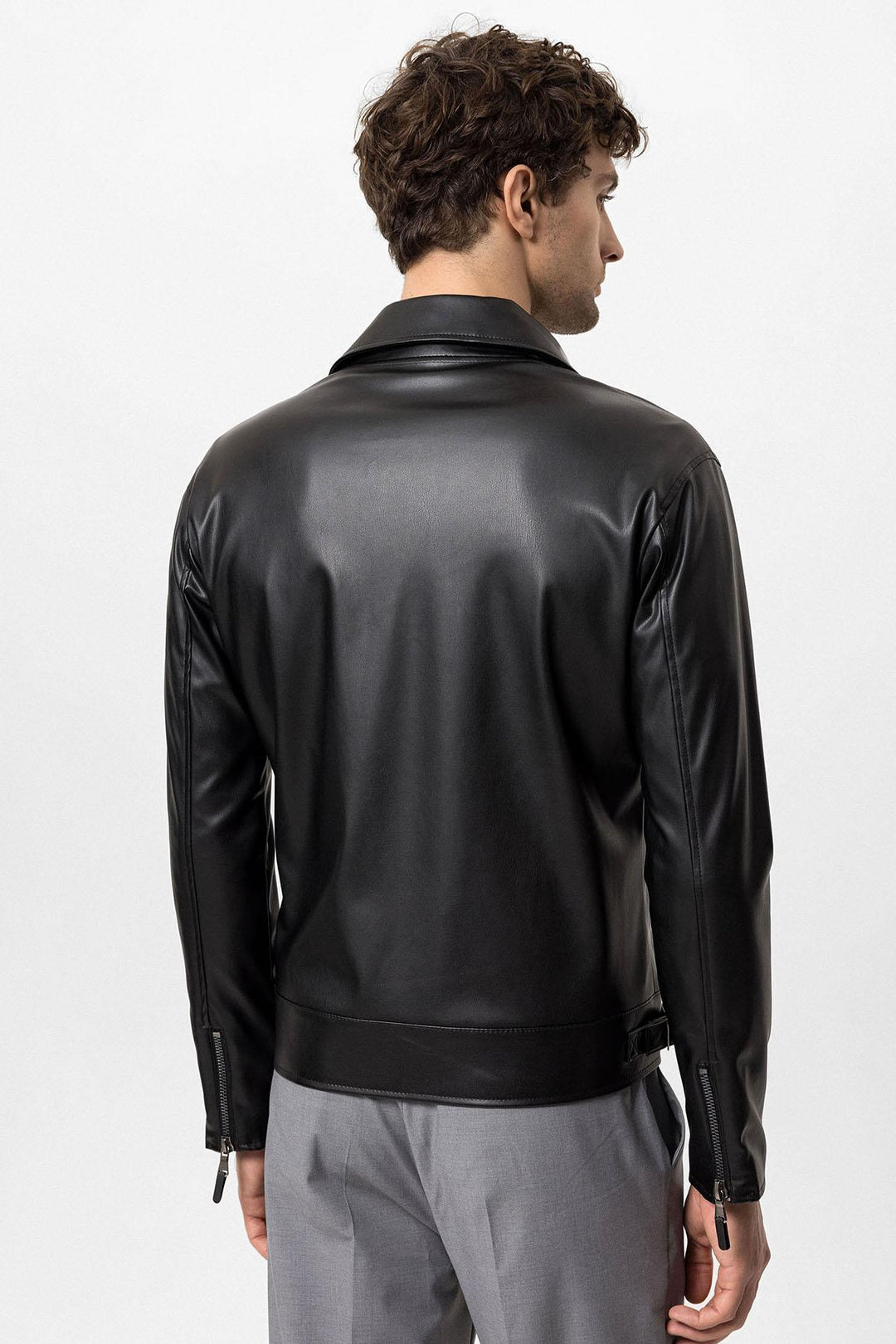 ANT Faux Leather Men's Jacket with Sleeve Zipper - Fitchburg