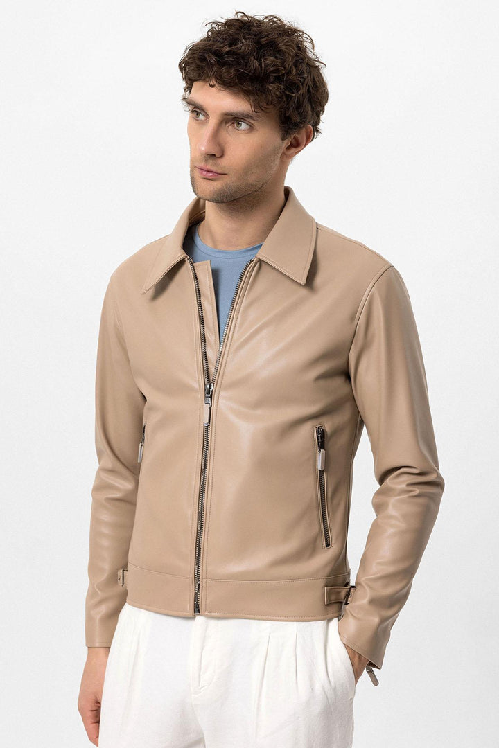 ANT Faux Leather Men's Jacket with Sleeve Zipper - Barsinghausen