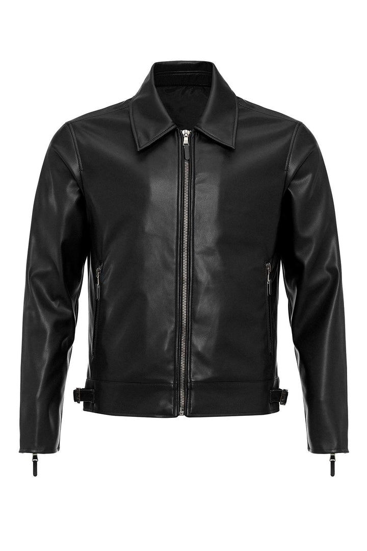 ANT Faux Leather Men's Jacket with Sleeve Zipper - Fitchburg