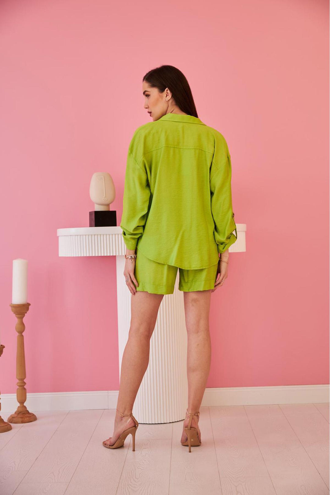 ELS Folded Sleeve Shirt and Shorts Set - Green - Lucan