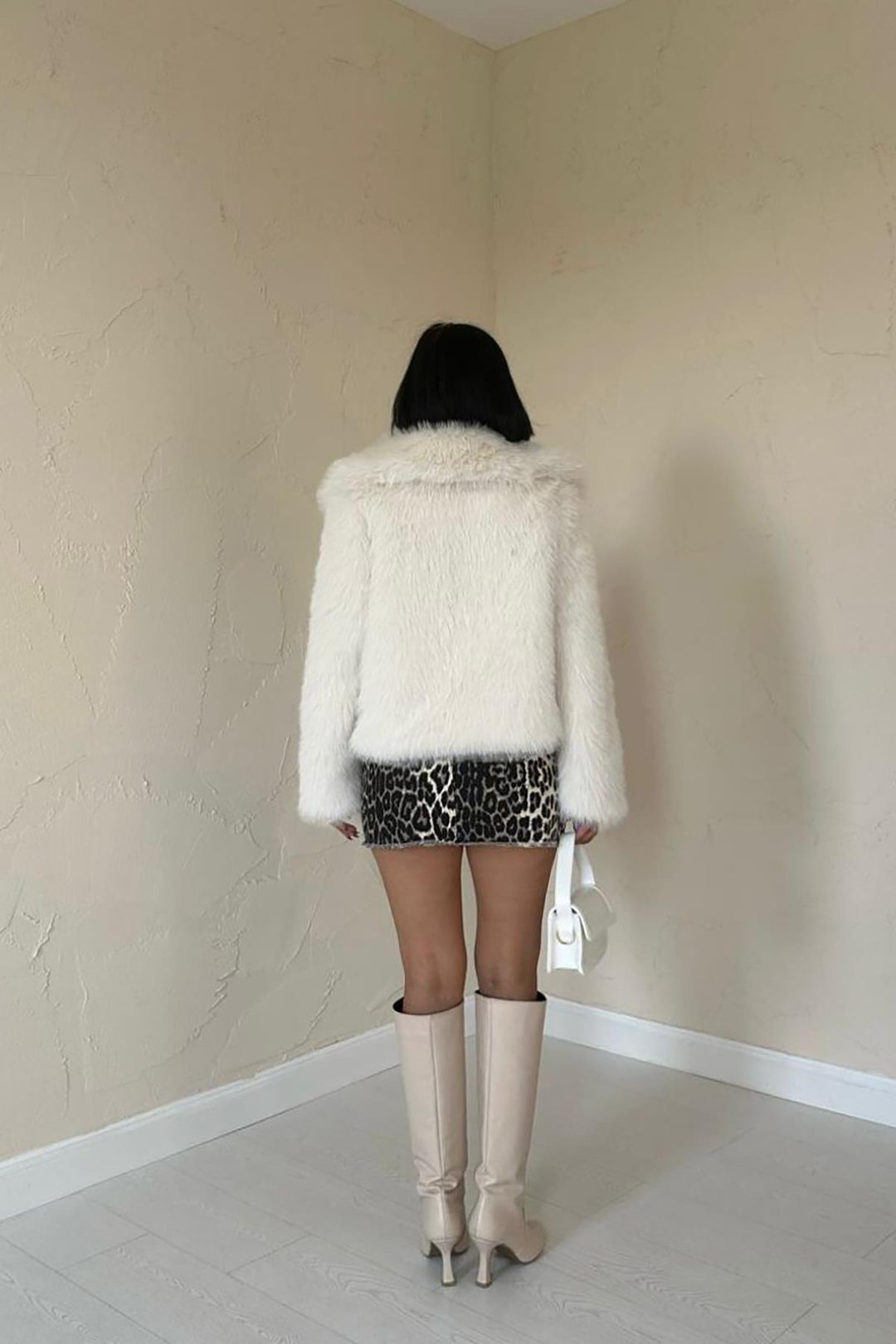 ELS Fur Short Coat - Ecru - Fresno