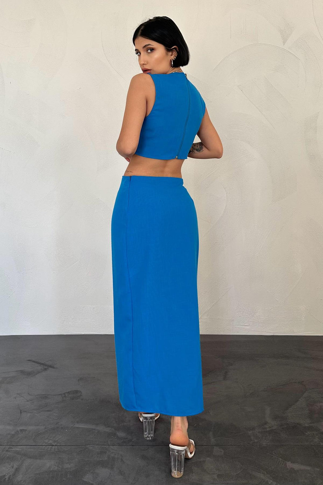 ELS Belted Crop Top and Skirt Set - Turquoise - Bendigo