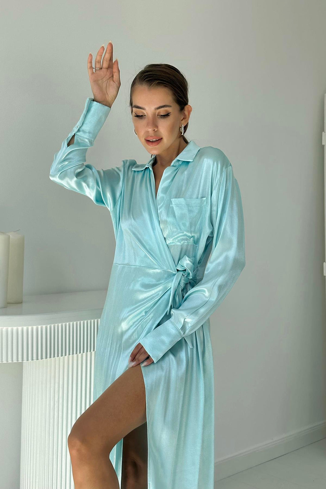 ELS Striped Shirt Dress - Baby Blue - Matera