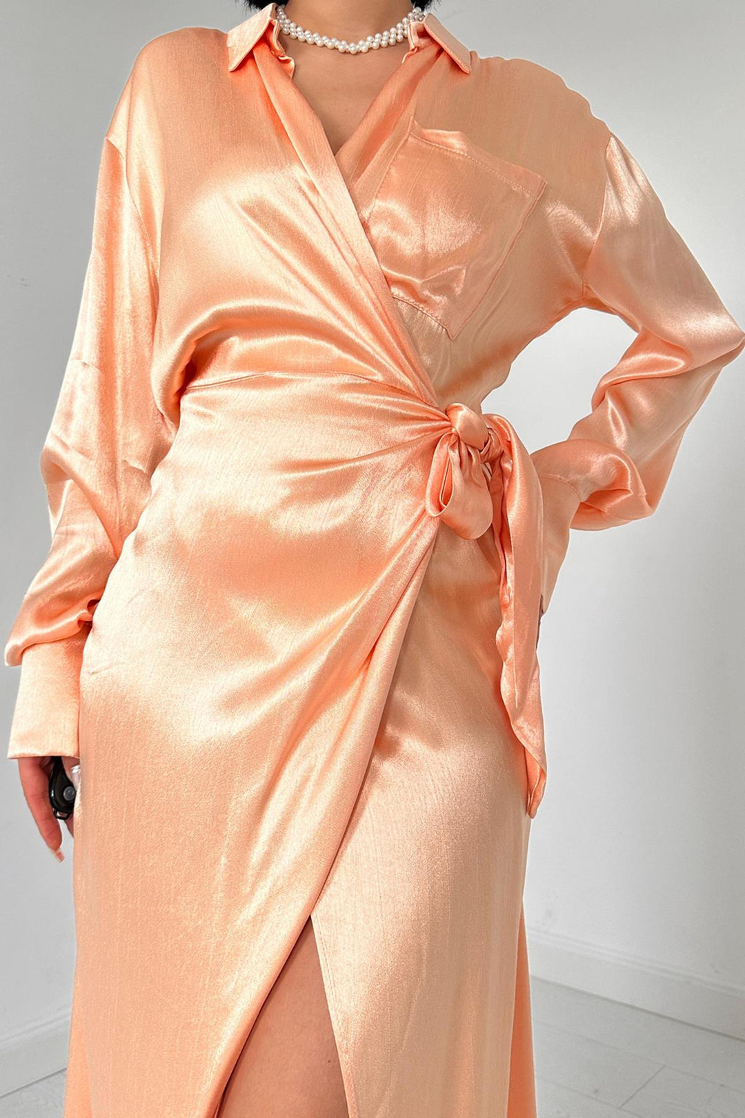 ELS Belted Shirt Dress - Salmon - Sheboygan