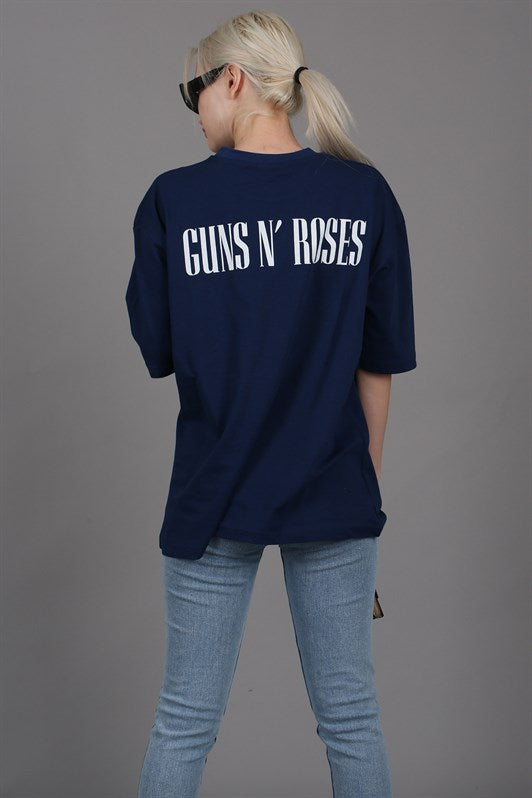 MDX Navy Blue Back Printed Oversized Women's T-Shirt MG1506 - Limoges