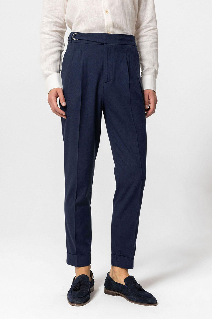 ANT High Waist Linen Blend Pleated Men's Trousers - Tuxtla