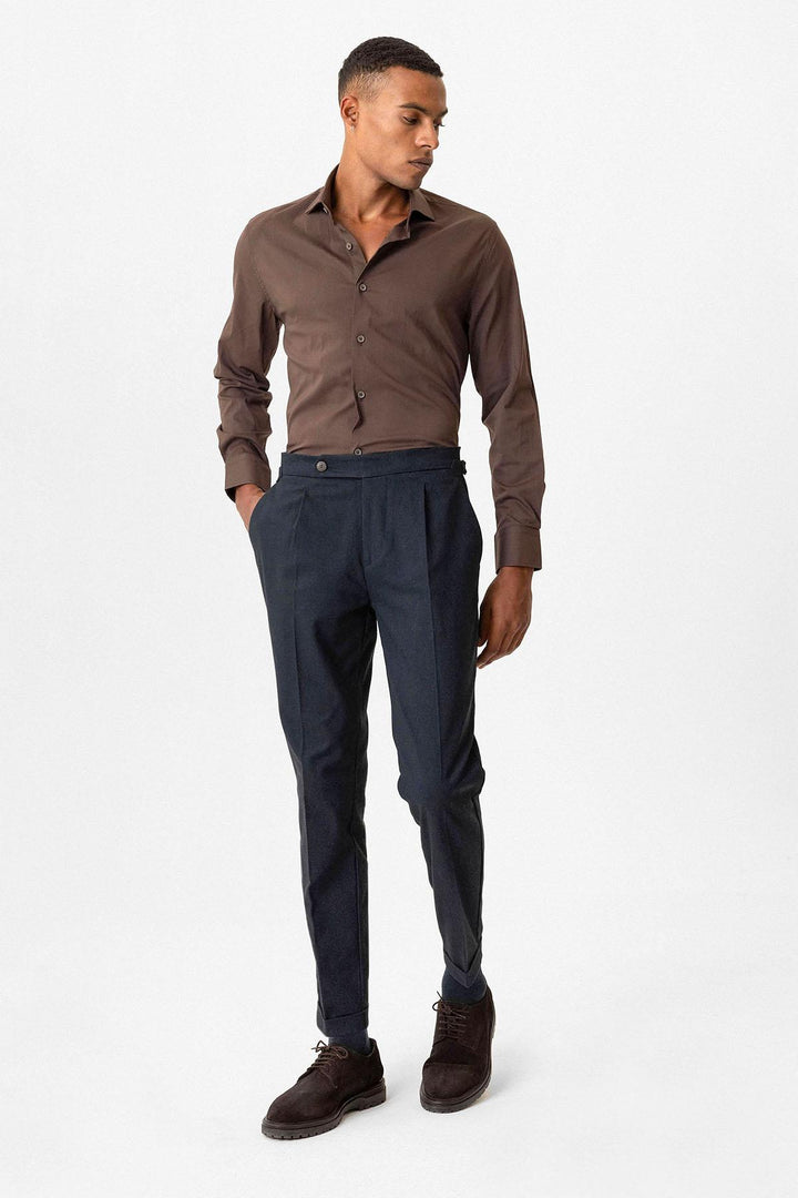 ANT High Waist Pleated Double Leg Men's Trousers - Riga