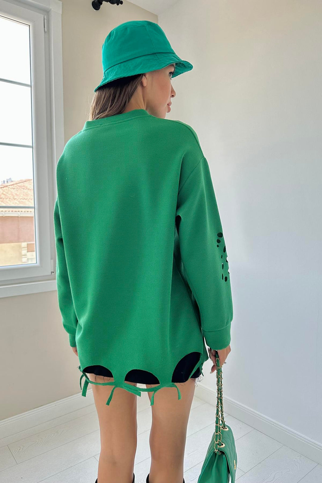 ELS Laser Cut Blouse - Green - Dordrecht