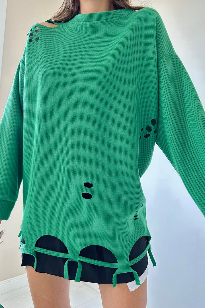 ELS Laser Cut Blouse - Green - Dordrecht