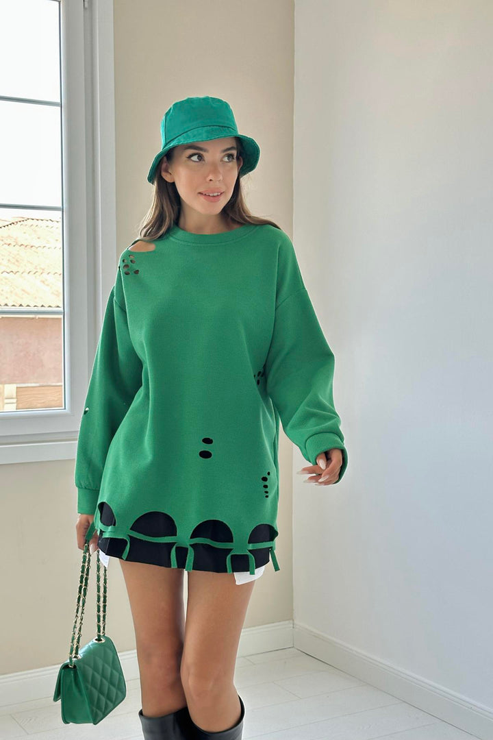 ELS Laser Cut Blouse - Green - Dordrecht