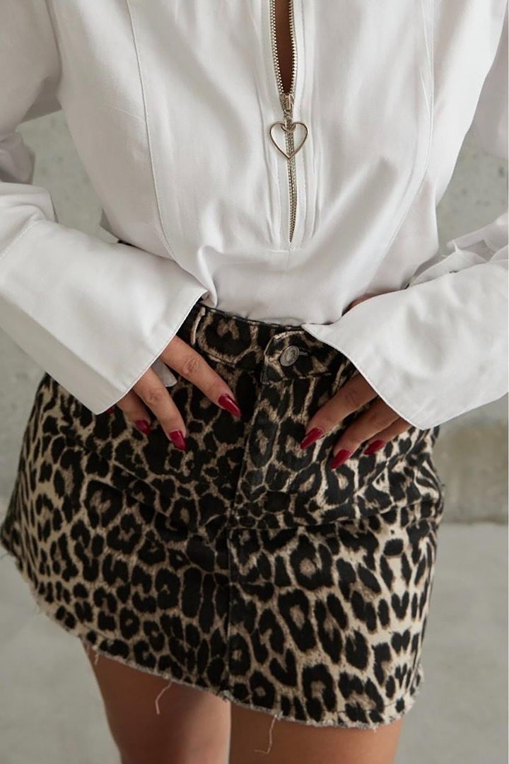 ELS Leopard Print Denim Skirt - Leopard - Cozumel