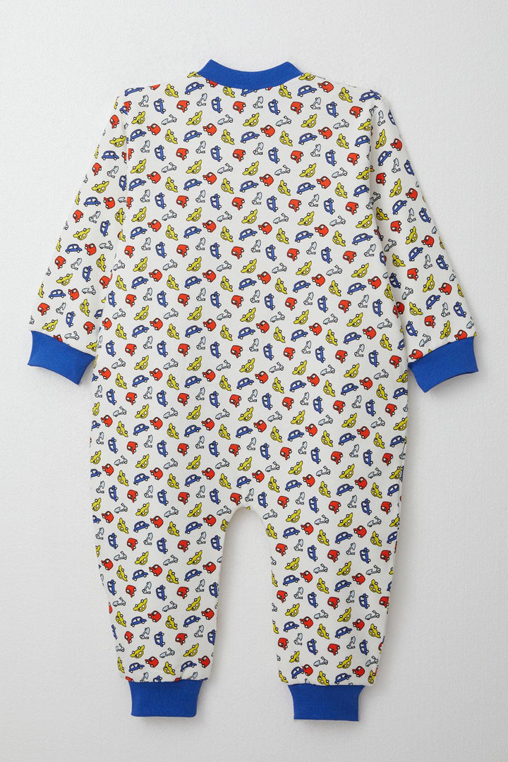 BRE Luggi Baby Boy's Sleepsuit with Colorful Car Print, 1-6 Years, White - Boryspil