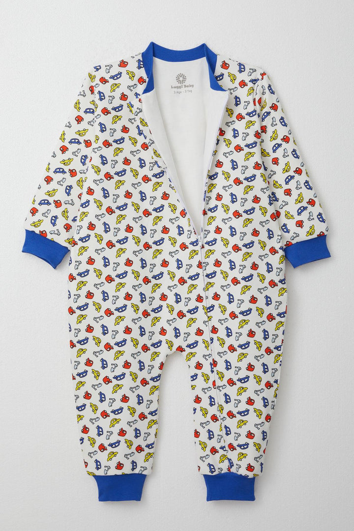 BRE Luggi Baby Boy's Sleepsuit with Colorful Car Print, 1-6 Years, White - Boryspil