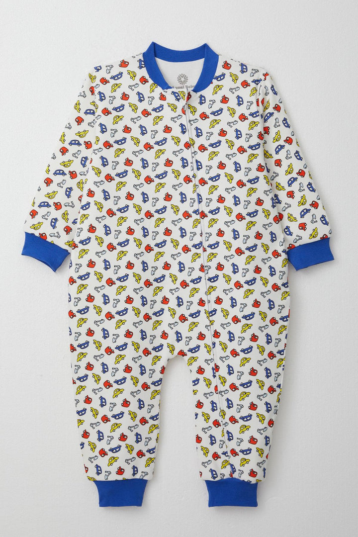 BRE Luggi Baby Boy's Sleepsuit with Colorful Car Print, 1-6 Years, White - Boryspil