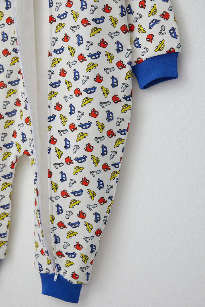 BRE Luggi Baby Boy's Sleepsuit with Colorful Car Print, 1-6 Years, White - Boryspil