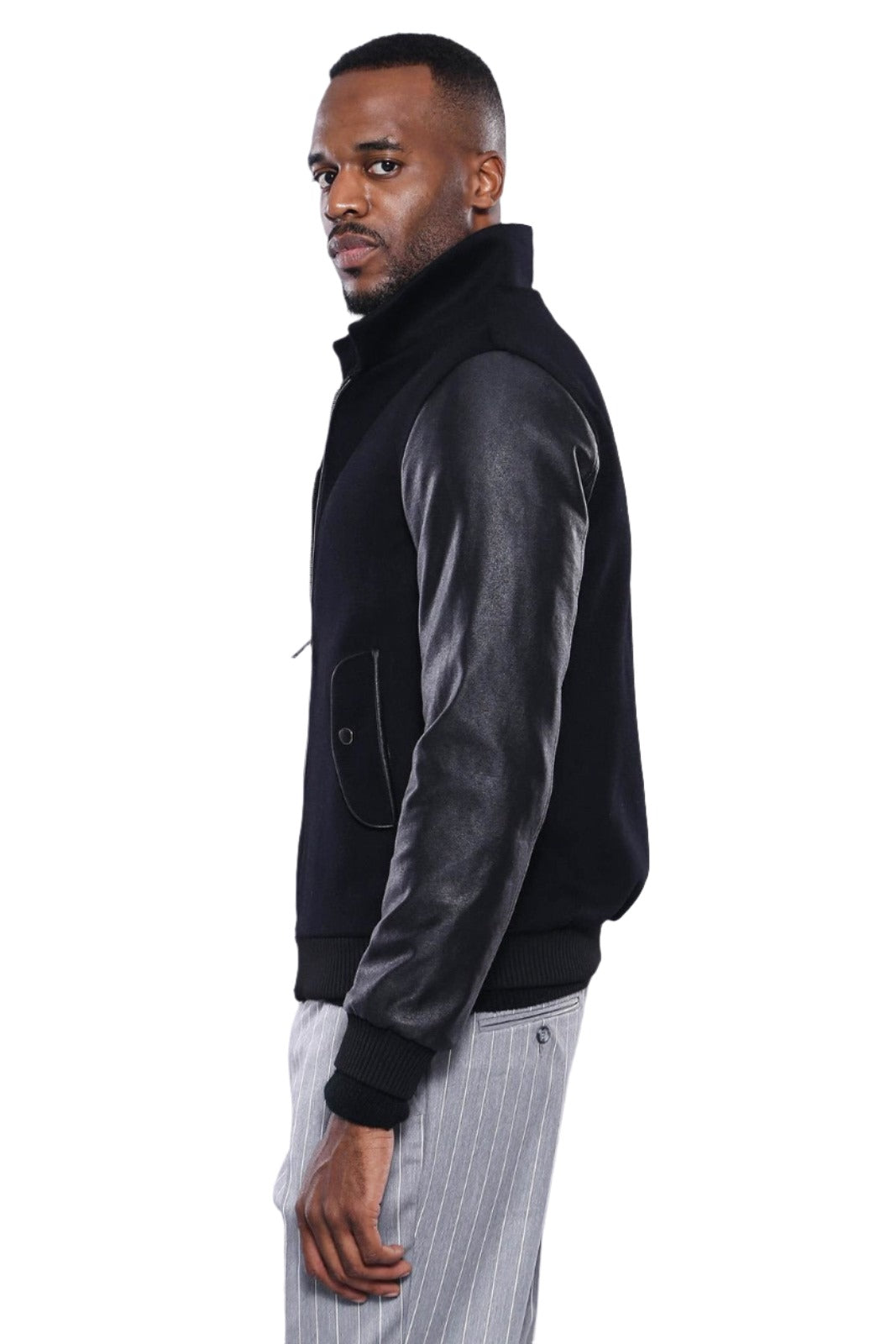 WSS Leather Sleeve Black Cachet Coat  - Singen