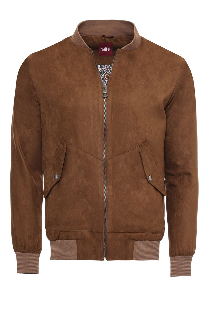 WSS Tawny Patch Pockets Suede Bomber Coat  - Singen