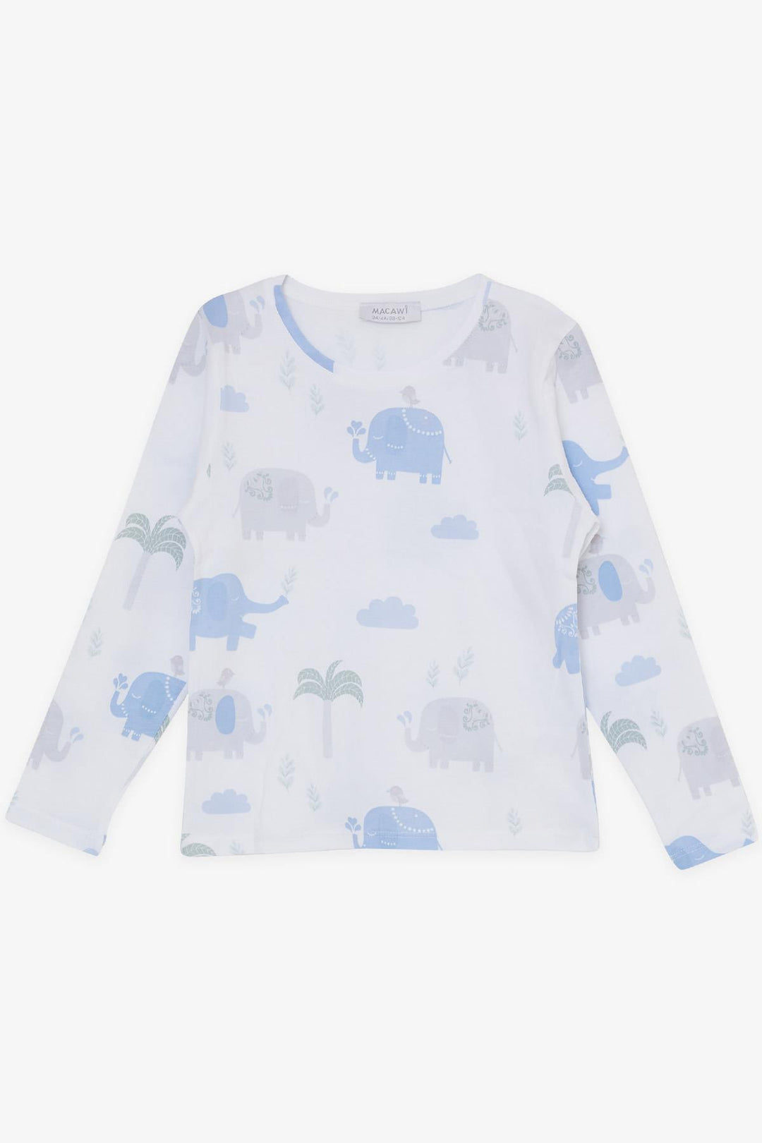 BRE Macaw Boy's Pajama Set Friendship Themed Elephant Printed 1.5-5 Years, White - Perpignan