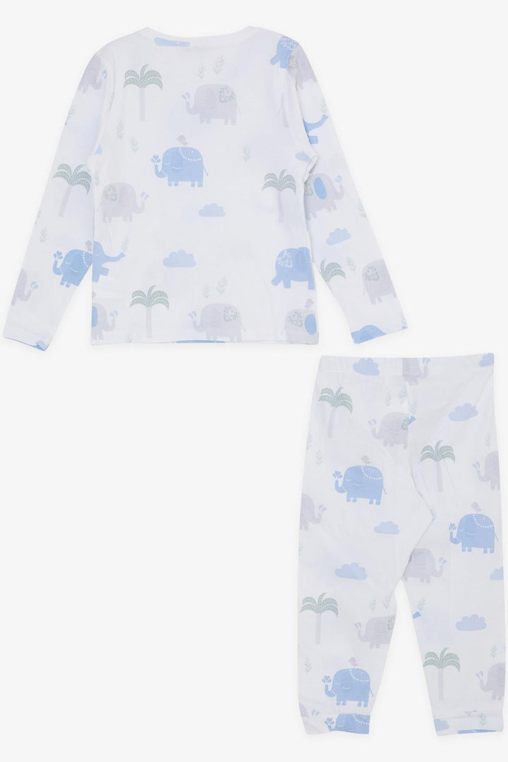 BRE Macaw Boy's Pajama Set Friendship Themed Elephant Printed 1.5-5 Years, White - Perpignan